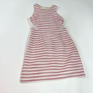 Rhyme A-Line Mini Dress Women's Medium Pink Cream Striped Racer Tweed Hidden Zip